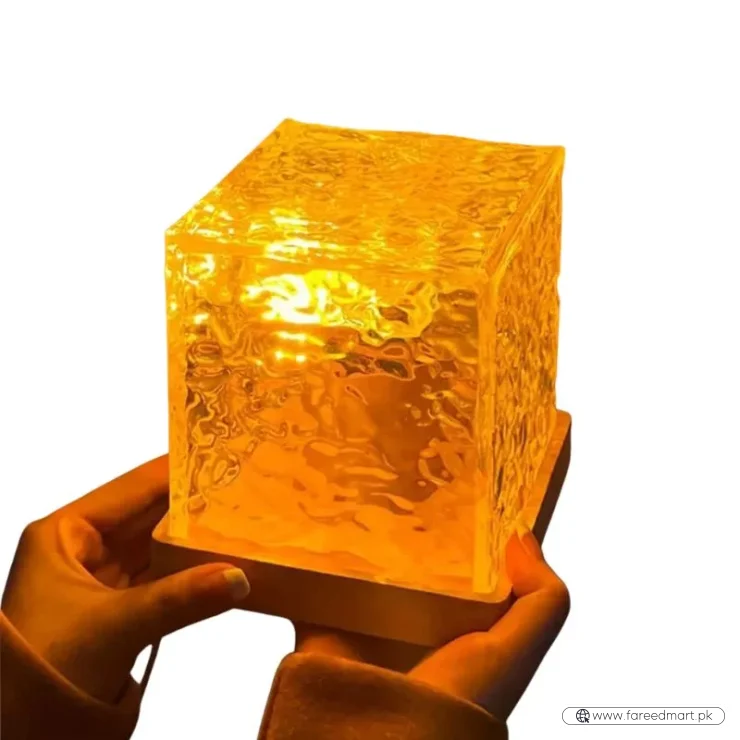 16 Colors Crystal Cube Ambient Light | RGB Water Ripple Lamp Projector with Remote Control | Dynamic Underwater Effect Mood Light for Bedroom, Living Room & Home Decor