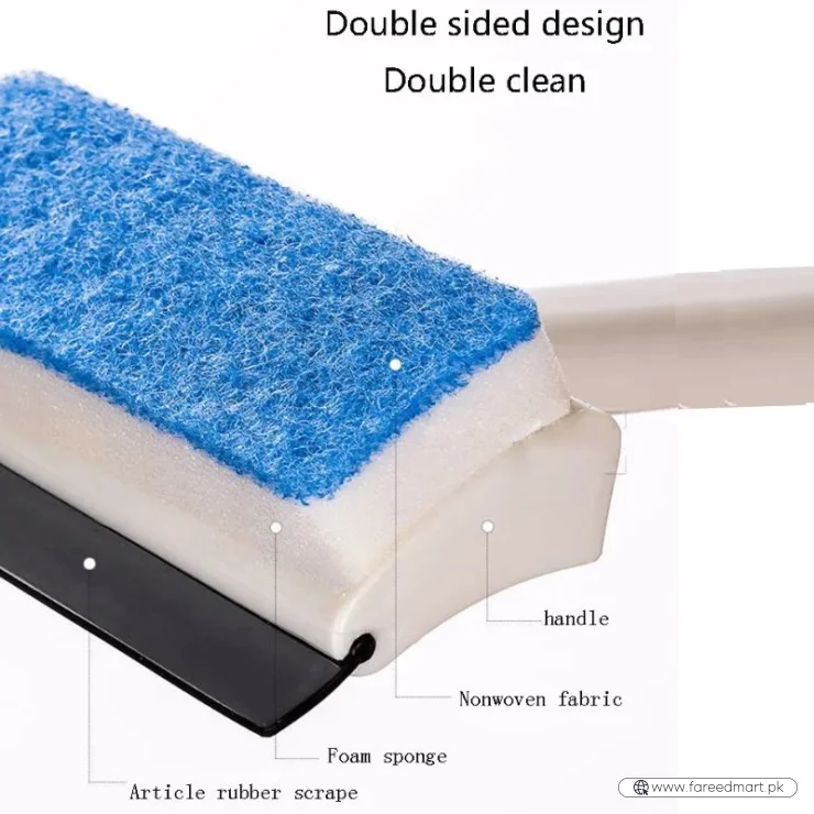 2-in-1 Foam Window Wiper & Glass Cleaner | Rubber Squeegee with Foam Sponge | Car Windshield, Mirror & Kitchen Glass Cleaning Brush