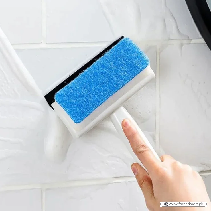 2-in-1 Foam Window Wiper & Glass Cleaner | Rubber Squeegee with Foam Sponge | Car Windshield, Mirror & Kitchen Glass Cleaning Brush