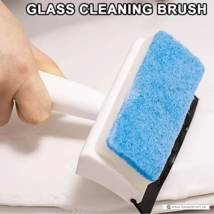 2-in-1 Foam Window Wiper & Glass Cleaner | Rubber Squeegee with Foam Sponge | Car Windshield, Mirror & Kitchen Glass Cleaning Brush