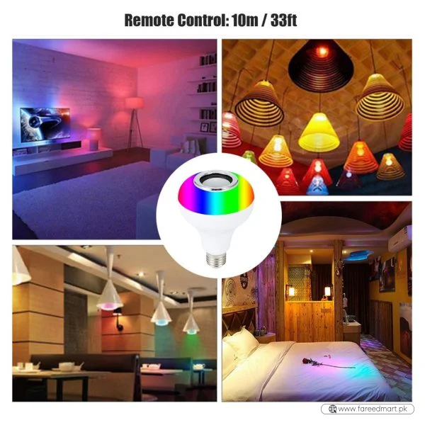 2-in-1 Smart LED Bulb with Bluetooth Speaker | RGB Color Light + Remote Control