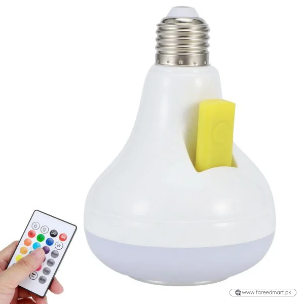 2-in-1 Smart LED Bulb with Bluetooth Speaker | RGB Color Light + Remote Control