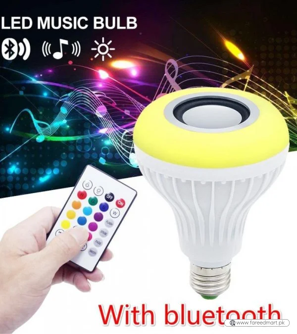2-in-1 Smart LED Bulb with Bluetooth Speaker | RGB Color Light + Remote Control
