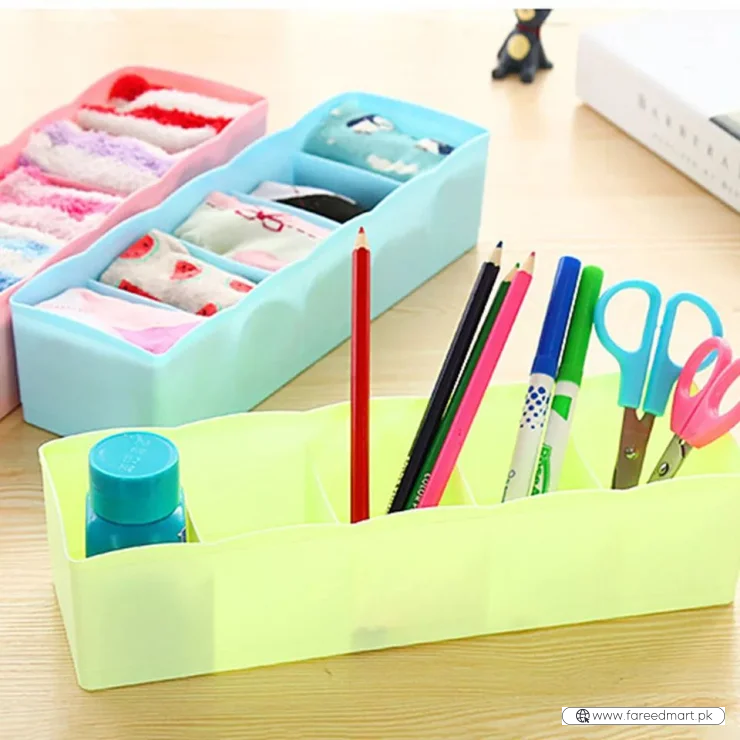 5-Grid Multipurpose Divider Storage Box | Cosmetic, Jewelry & Kitchen Organizer | Random Colors