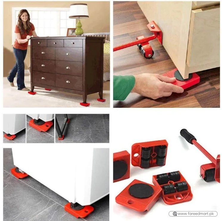 5-in-1 Heavy Furniture Mover Tool Set with Lifter & 360° Rollers