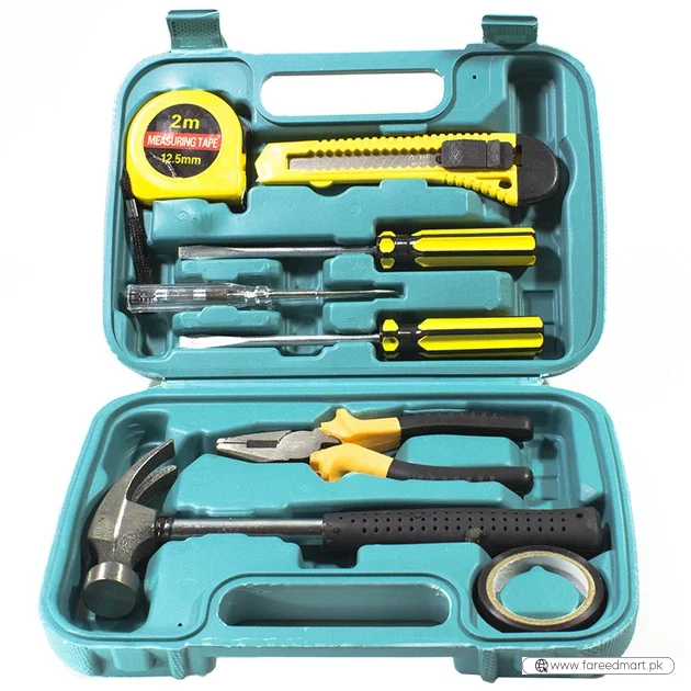 8 PCS Professional Tool Set with Storage Box | YL-8009A Model |  Durable Home Repair & DIY Toolkit |  Organized Plastic Storage Box