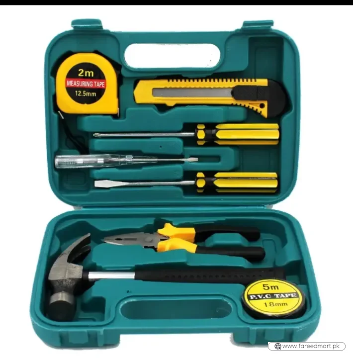 8 PCS Professional Tool Set with Storage Box | YL-8009A Model |  Durable Home Repair & DIY Toolkit |  Organized Plastic Storage Box