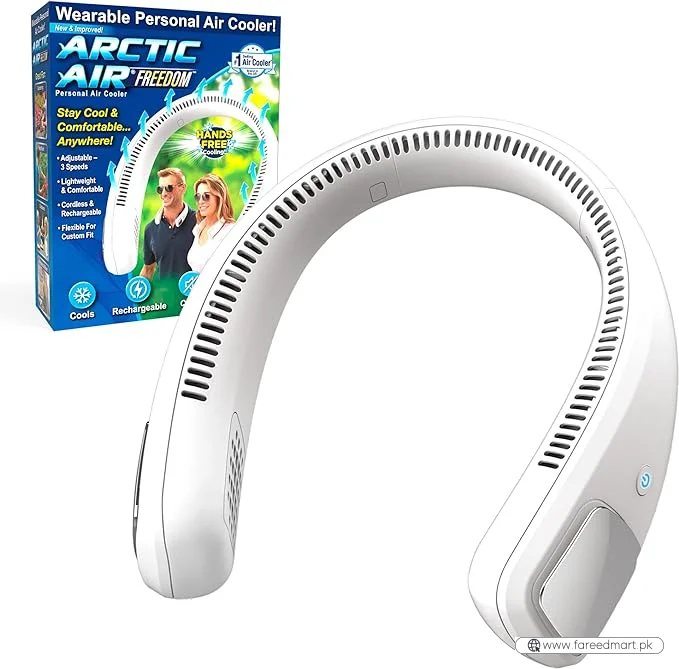 Arctic Air Freedom Wearable Neck Fan & Air Purifier | USB Rechargeable 3-Speed Personal Cooler for Indoor Outdoor Travel