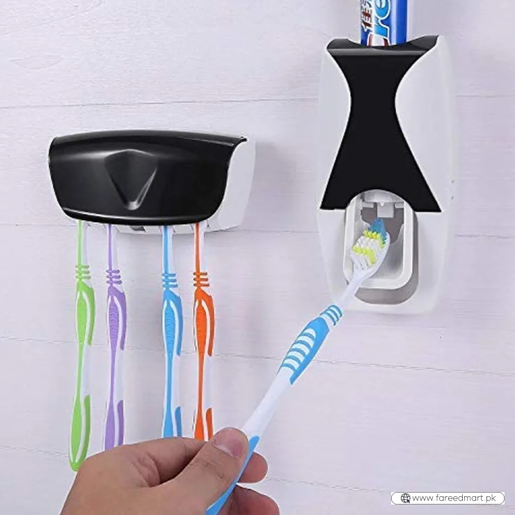 Automatic Toothpaste Dispenser Set with Wall-Mounted Toothbrush Holder | Touch-Free Bathroom Organizer