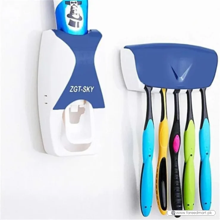 Automatic Toothpaste Dispenser Set with Wall-Mounted Toothbrush Holder | Touch-Free Bathroom Organizer