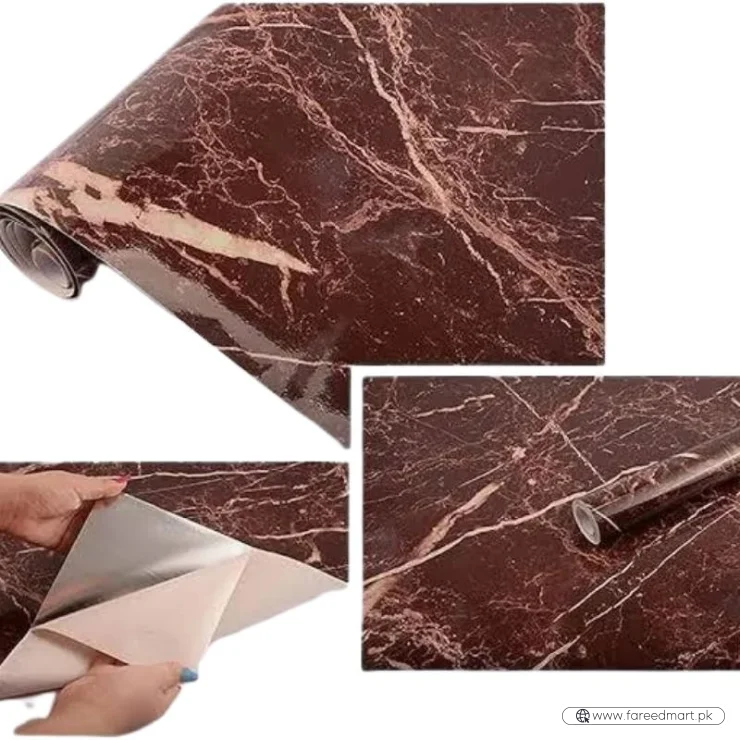 Autumn Brown | Marble Sheet Sticker 60x200cm | Waterproof Self-Adhesive PVC Wallpaper for Furniture Walls