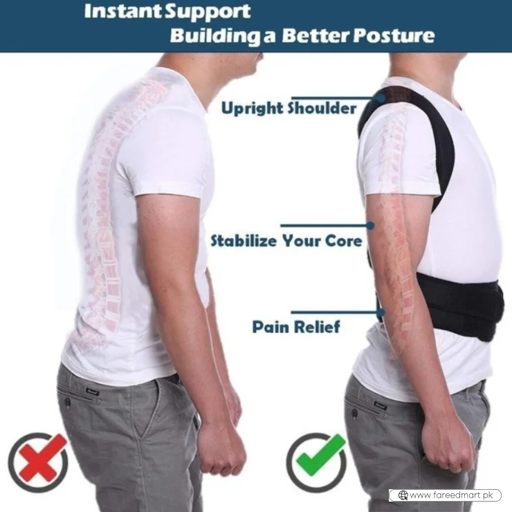 Back Pain Relief Posture Corrector Belt | Adjustable Support for Spine, Shoulder & Lumbar Alignment | Large
