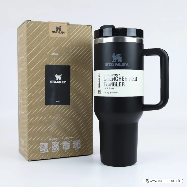 Black Stanley 40 Oz Stainless Steel Tumbler | Leak-Proof Vacuum Insulated Travel Mug | Hot & Cold