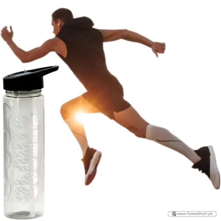 Black Stylish Water Sport Bottle 1000ml with Straw | Leakproof BPA-Free Hydration Bottle for School, Gym & Travel