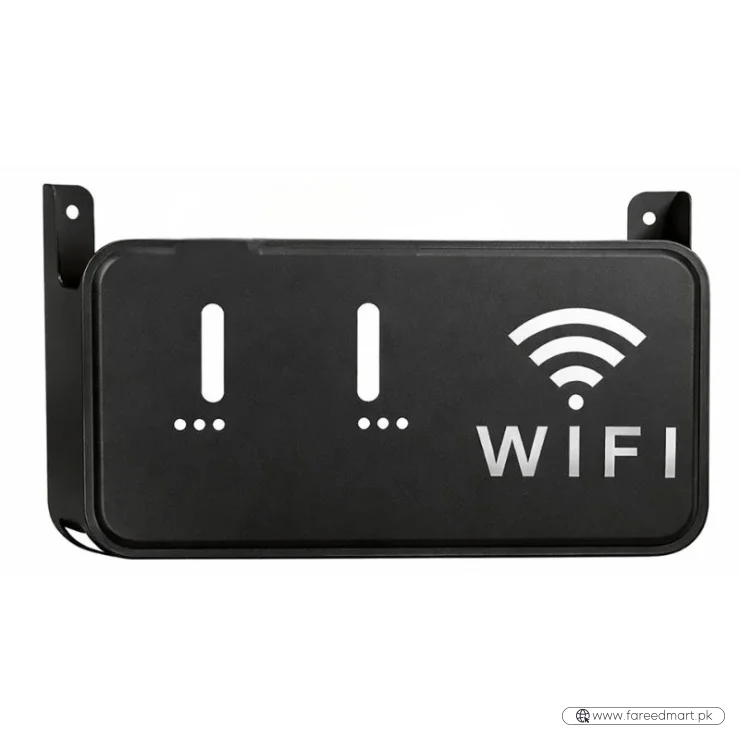 Black WiFi Router Storage Box & Wall Mount Shelf  Universal Cable Organizer | Space-Saving Holder for Modem, Set-Top Box & Smart Devices | Home & Office Use