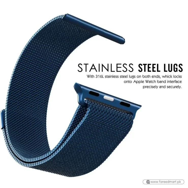 Blue | Apple Watch Milanese Magnetic Loop Strap | Stainless Steel Band  | 42mm / 44mm / 45mm