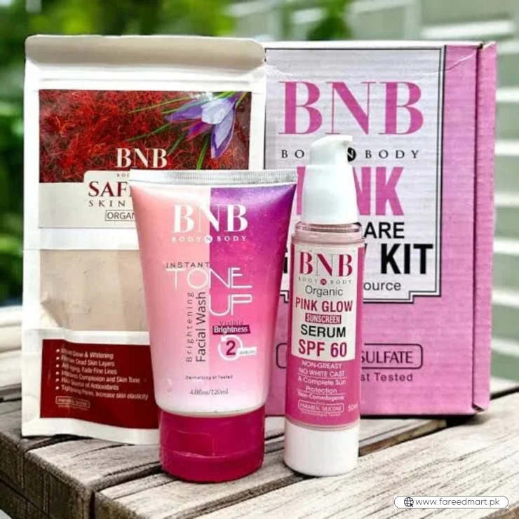 BNB Pink Face Glow Kit | 3-in-1 Skincare Wash Mask SPF Protection Set