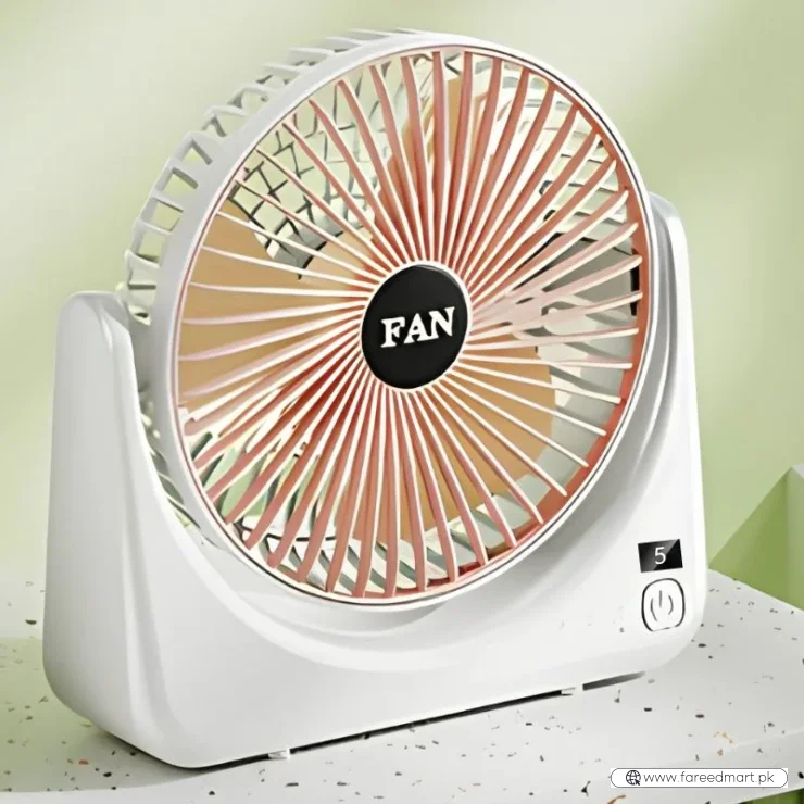 Circular Rechargeable Desktop  Fan | Model QL-01 | 3 Speed Personal Cooling Fan | Quiet Air Circulator for Home, Office & Travel | Random Color