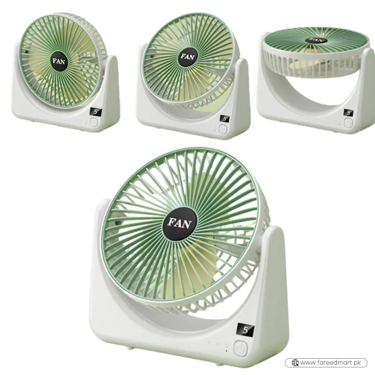 Circular Rechargeable Desktop  Fan | Model QL-01 | 3 Speed Personal Cooling Fan | Quiet Air Circulator for Home, Office & Travel | Random Color