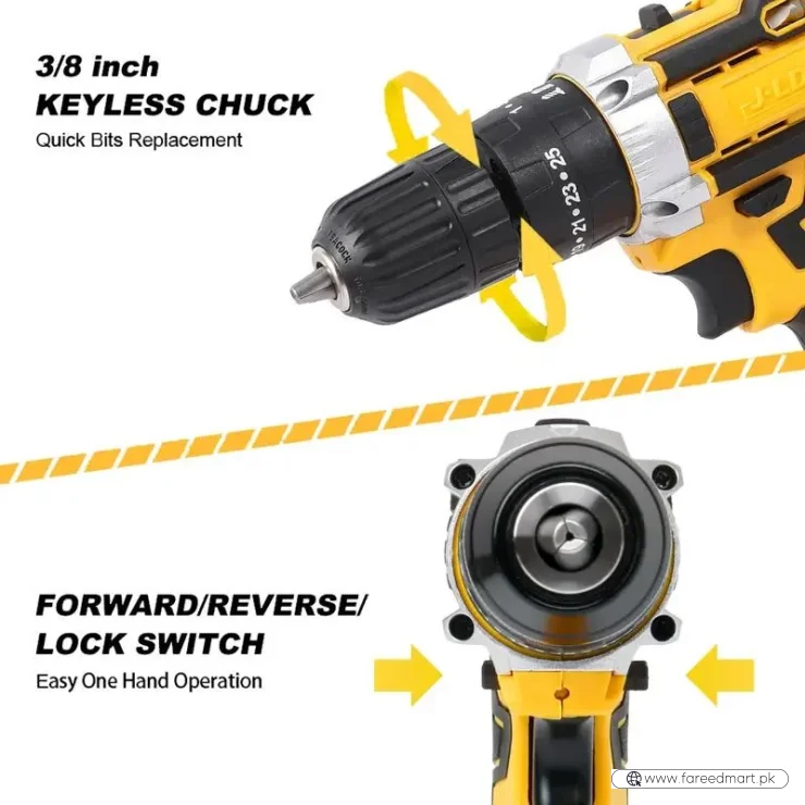 Cordless Drill Machine Kit with 2  Batteries  & 26 Accessories | Portable Rechargeable Impact Drill Set