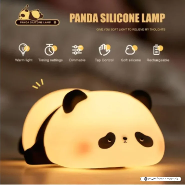 Cute Panda  Soft Silicone LED Animal Bedside Lamp | Tap Control & USB Rechargeable |  Panda Night Light for Kids