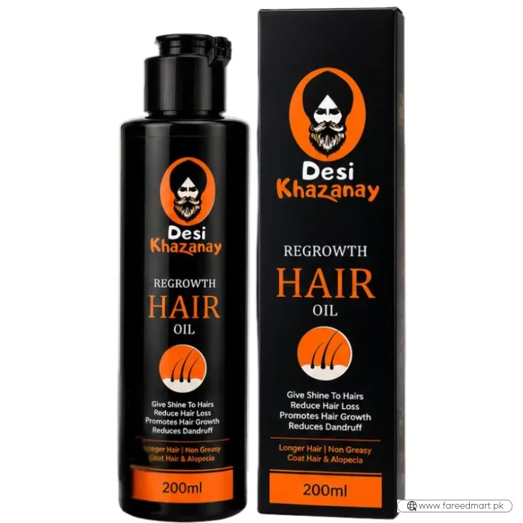 Desi Khazanay Regrowth Hair Oil | Herbal Hair Growth Oil with 25+ Herbs, Cold-Pressed Oils & Essential Oils | Scalp Nourishment & Hair Care | For Men & Women
