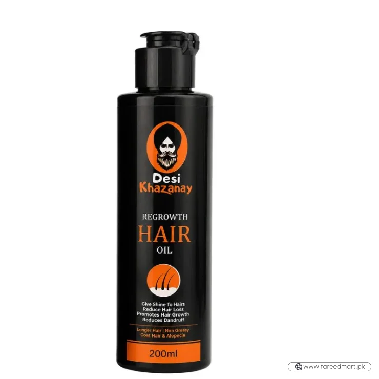Desi Khazanay Regrowth Hair Oil | Herbal Hair Growth Oil with 25+ Herbs, Cold-Pressed Oils & Essential Oils | Scalp Nourishment & Hair Care | For Men & Women