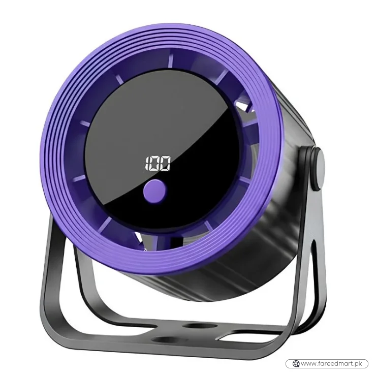 Desktop Circular Rechargeable Fan with 360° Adjustable Airflow | Model QL-02 | Quiet Personal Cooling Fan for Home, Office & Bedroom | Random Color