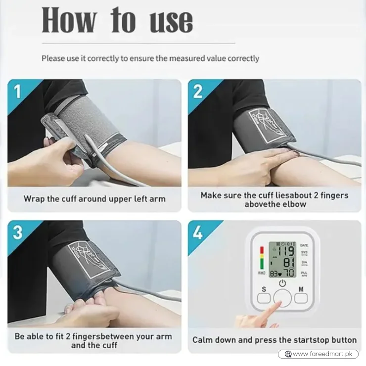 Digital Blood Pressure Monitor | Upper Arm Automatic BP Machine with Large LCD Display, Memory Storage & Voice Function for Home Monitoring