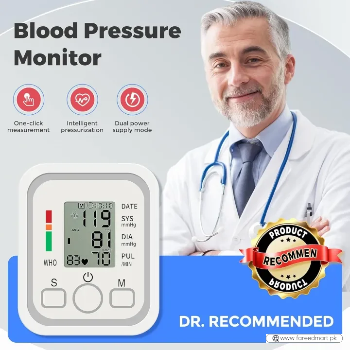 Digital Blood Pressure Monitor | Upper Arm Automatic BP Machine with Large LCD Display, Memory Storage & Voice Function for Home Monitoring