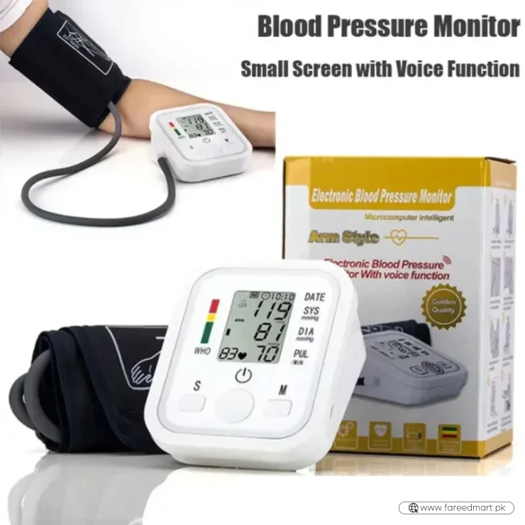 Digital Blood Pressure Monitor | Upper Arm Automatic BP Machine with Large LCD Display, Memory Storage & Voice Function for Home Monitoring