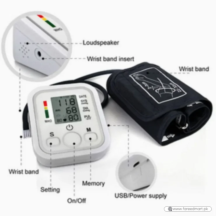 Digital Blood Pressure Monitor | Upper Arm Automatic BP Machine with Large LCD Display, Memory Storage & Voice Function