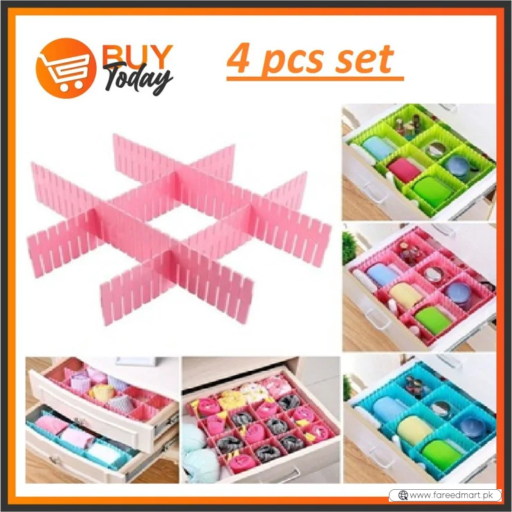 Drawer Organizer Board Storage Box | Adjustable Clapboard Divider Set | 4 Pcs