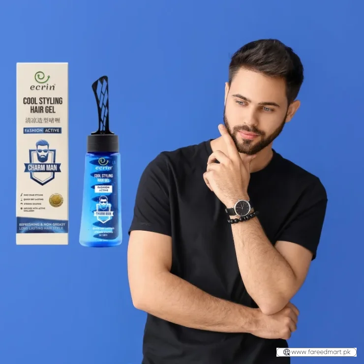 ECRIN Cool Styling Hair Gel 280ml with Active Collagen Strong Hold & Cool Fresh Effect