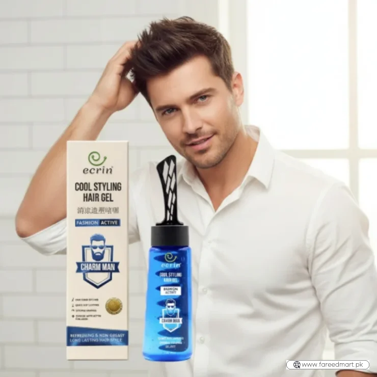 ECRIN Cool Styling Hair Gel 280ml with Active Collagen Strong Hold & Cool Fresh Effect