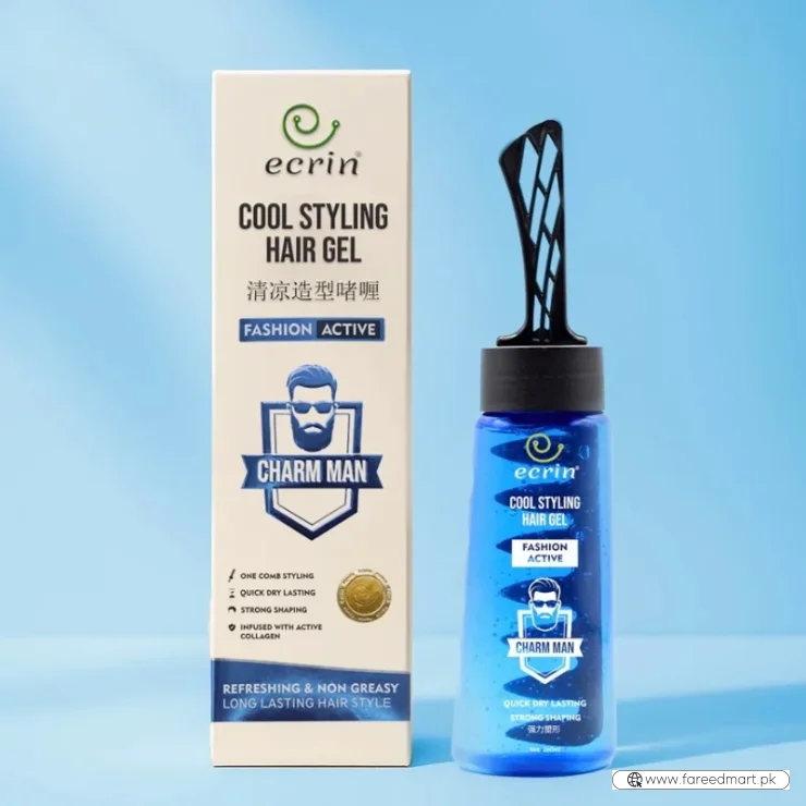 ECRIN Cool Styling Hair Gel 280ml with Active Collagen Strong Hold & Cool Fresh Effect