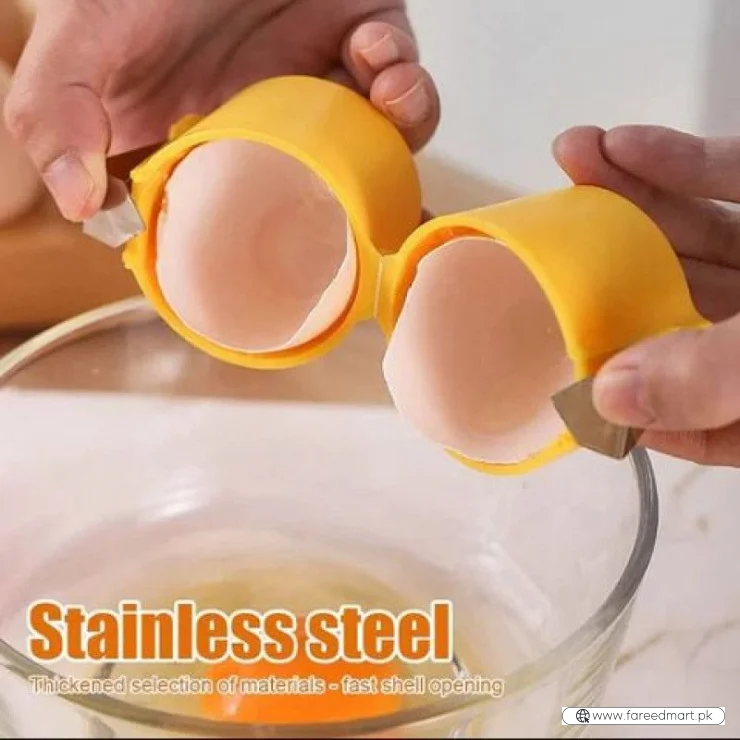 Efficient Egg Opener & Egg Shell Cracker Tool | Stainless Steel Egg Shell Opener Kitchen Gadget for Raw & Boiled Eggs | Random color