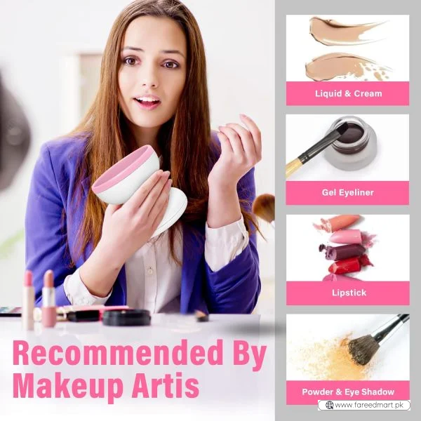 Electric Makeup Brush Cleaner Machine | Automatic USB Rechargeable Brush Washer | Gentle Silicone Cleaning