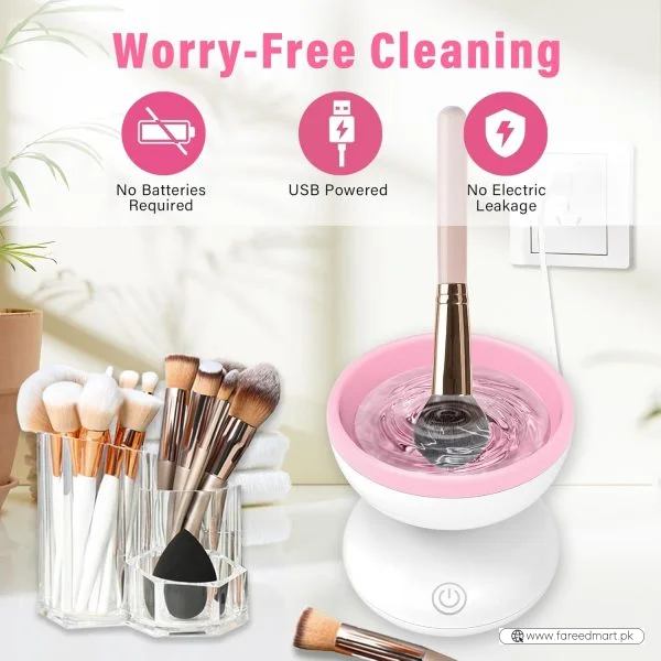 Electric Makeup Brush Cleaner Machine | Automatic USB Rechargeable Brush Washer | Gentle Silicone Cleaning