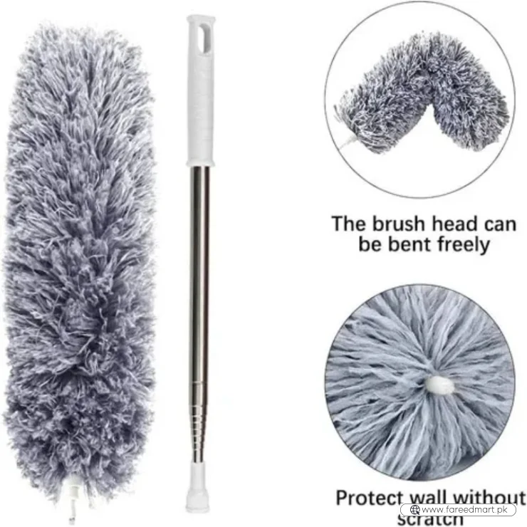 Extendable Microfiber Duster with Telescopic Handle | Long Reach, Bendable Head & Washable Cleaner