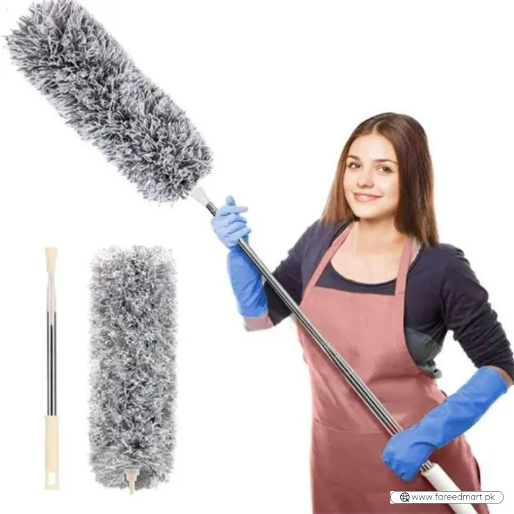 Extendable Microfiber Duster with Telescopic Handle | Long Reach, Bendable Head & Washable Cleaner