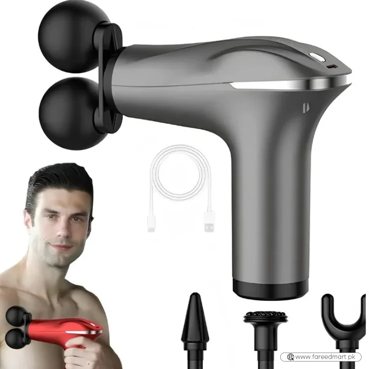 Fascial Tissue Massage Gun | Model BLD-329 | Rechargeable Massage Gun | LCD Display | 4 Massage Heads for Muscle Recovery & Pain Relief