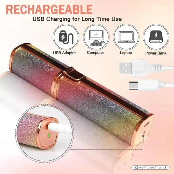 Flawless 2-in-1 Eyebrow Trimmer | Rechargeable Hair Remover with USB Charging Cable & Cleaning Brush