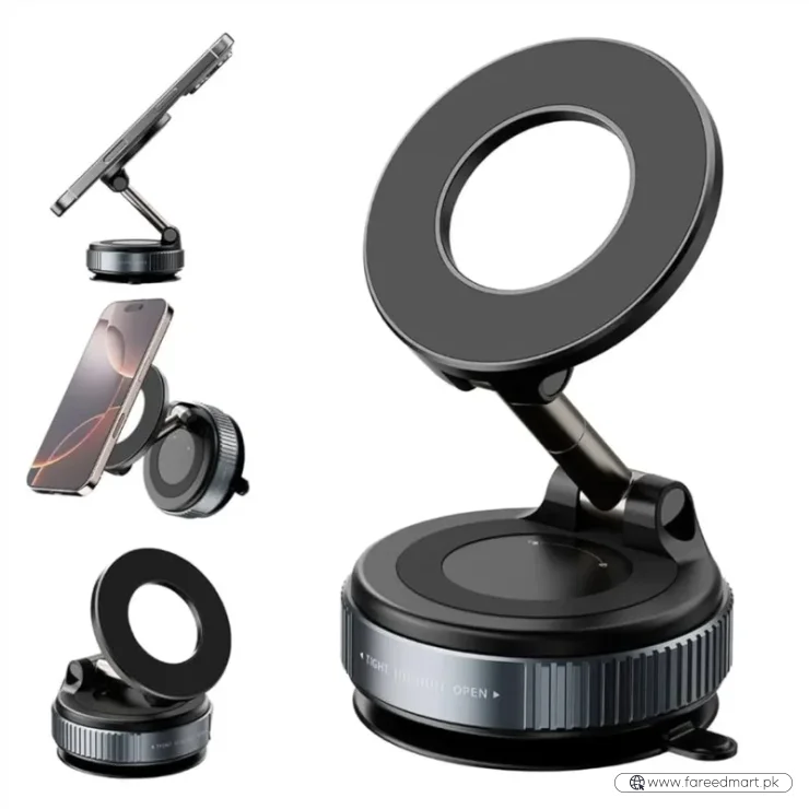 Foldable Magnetic Car Phone Holder | 360° Rotating Suction Mount, Universal