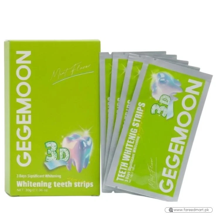 Gegemoon 3D Teeth Whitening Strips | Professional 7-Day Whitening Kit | Enamel Safe Whitening Strips | Deep Stain Removal | Mint Flavor | 7 Pairs