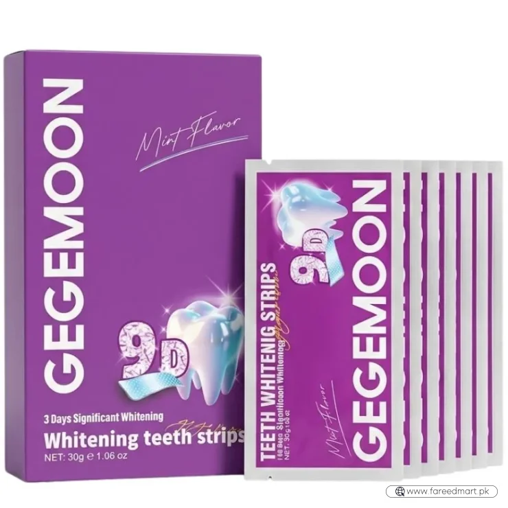 Gegemoon 9D Teeth Whitening Strips | Professional Teeth Whitening Kit | Enamel Safe Whitening Strips | Deep Stain Removal | Mint Flavor | 7 Pairs