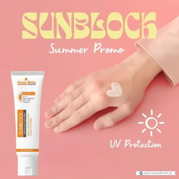 Gluta White SunBlock SPF 60 | Moisturizing & Brightening Sunscreen for All Skin Types