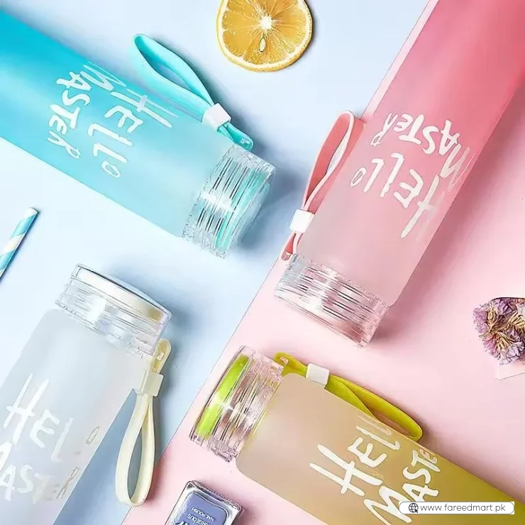 Green Frosted Glass Water Bottle  |  Leak-Proof Insulated Bottle with Hello Master Decal Logo | 400ml
