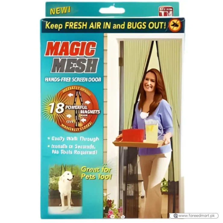 Hands-Free Retractable Magnetic Door Mesh | Magic Mesh Screen Door with Magnetic Closure | Random Colors