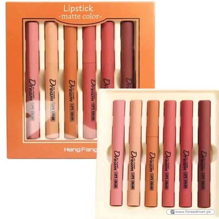 Hengfang Matte Dream Lipstick Set – 6-Piece Long-Lasting Nude Shades | Waterproof, Smooth Finish